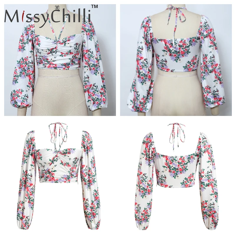 Блузка MissyChilli в стиле бохо с рукавами-фонариками и кулиской женская одежда для