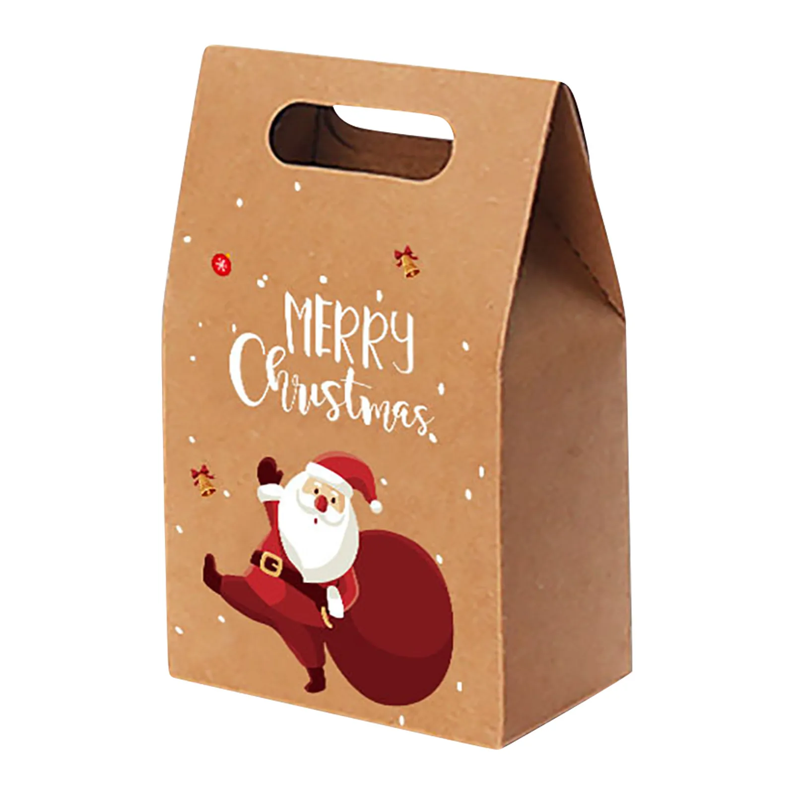 

Винтажные рождественские подарочные коробки из крафт-бумаги, ручная упаковка, конфеты, коробка с яблоком, праздничная подарочная сумка пре...