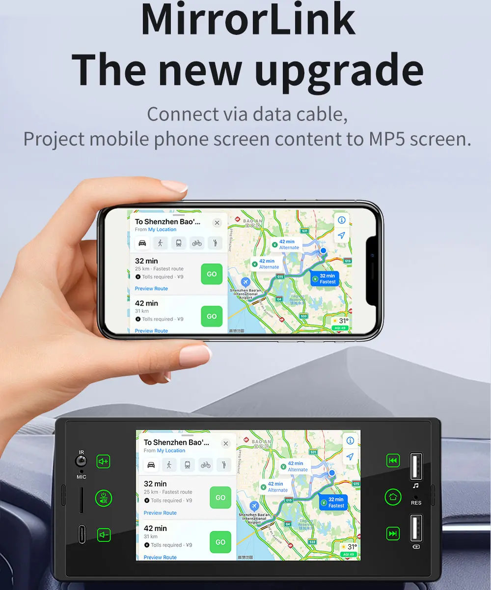 MOPECT 1 Din 5-дюймовый автомобильный MP5 FM Радио Видео Bluetooth плеер HD IPS музыкальный
