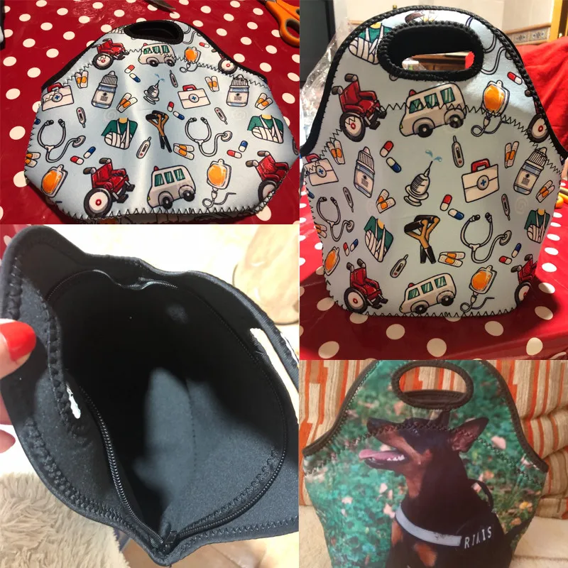 

NOISYDESIGNS Cute Nurse And Heart Shape Pattern Large Capacity Children Lunch Bag Female Picnic Thermal Tote Bags Cooler Pouch