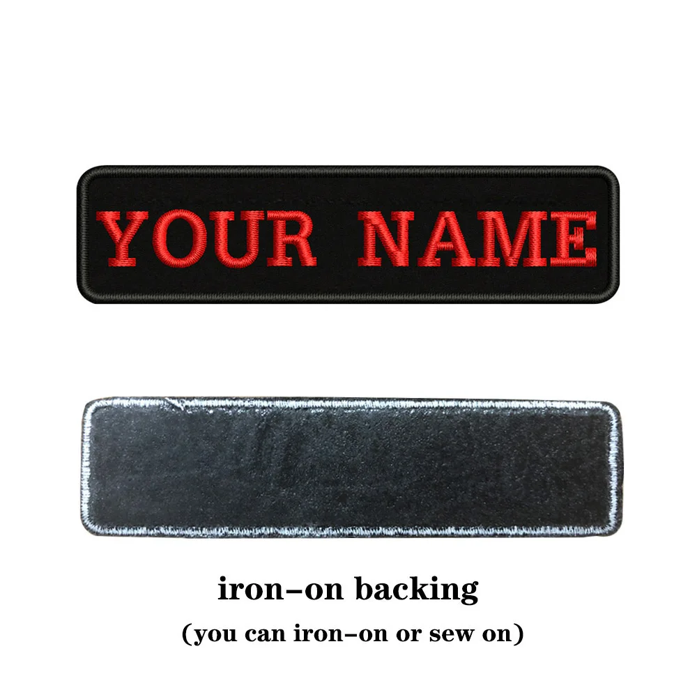 red-iron on На заказ Вышивка имя заплатка с текстом 10 см* 2,5 см значок железная или пришить или липучка Подложка для одежды брюки рюкзак шляпа - Цвет: red-iron on