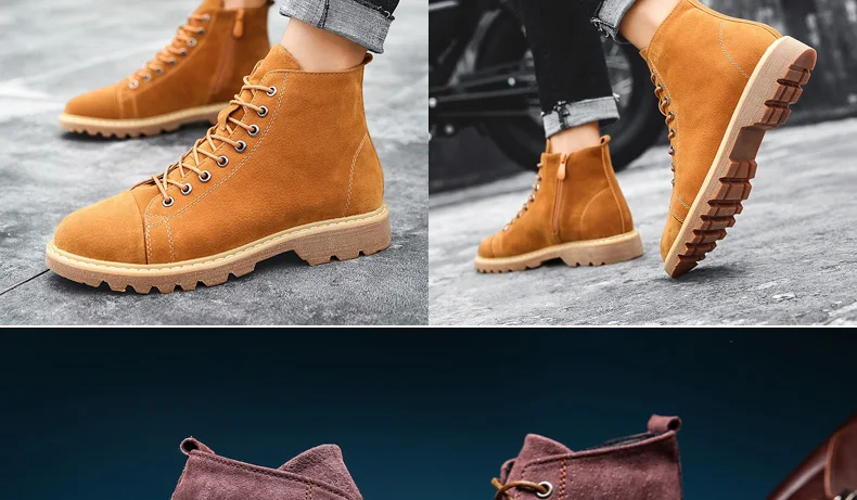 Мужские кожаные ботинки Dr Martins Martens; Зимние ботильоны; Безопасная рабочая обувь; botas hombre Zapatos De Seguridad Safty; обувь размера плюс 48