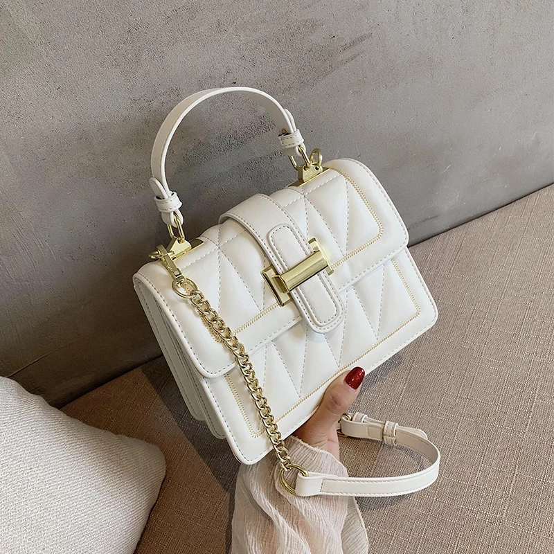 

2021 New Woman Shoulder Bag High Quality PU Chain Diagonal Small Bag Luxury Designer Handbag Underarm Bag 2021 Summer Female Bag