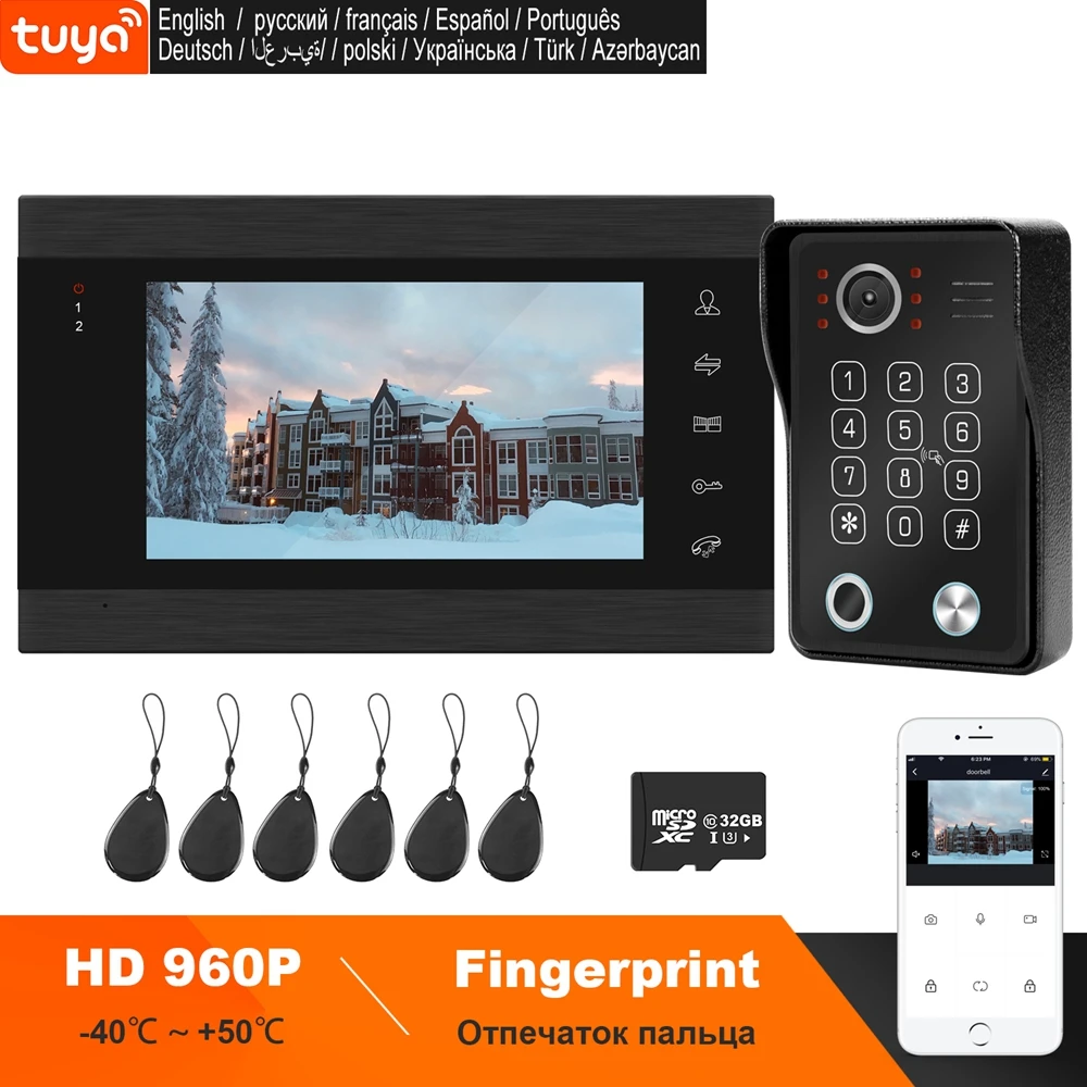 Беспроводной видеодомофон Homefong Wi Fi домофон разблокировка по отпечатку пальца