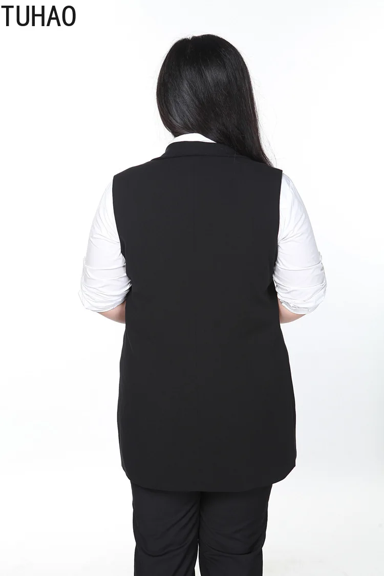 TUHAO женский элегантный черный Длинный блейзер жилет размера плюс 9XL 8XL 7XL 6XL