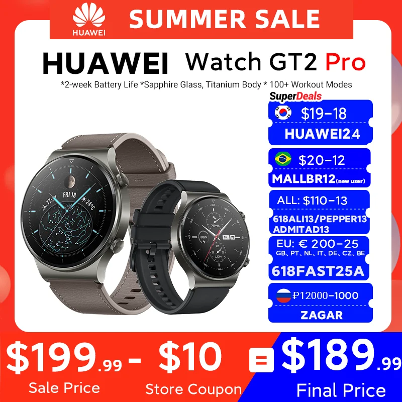 В наличии глобальная версия HUAWEI часы GT 2 pro SmartWatch 14 дней Время работы от