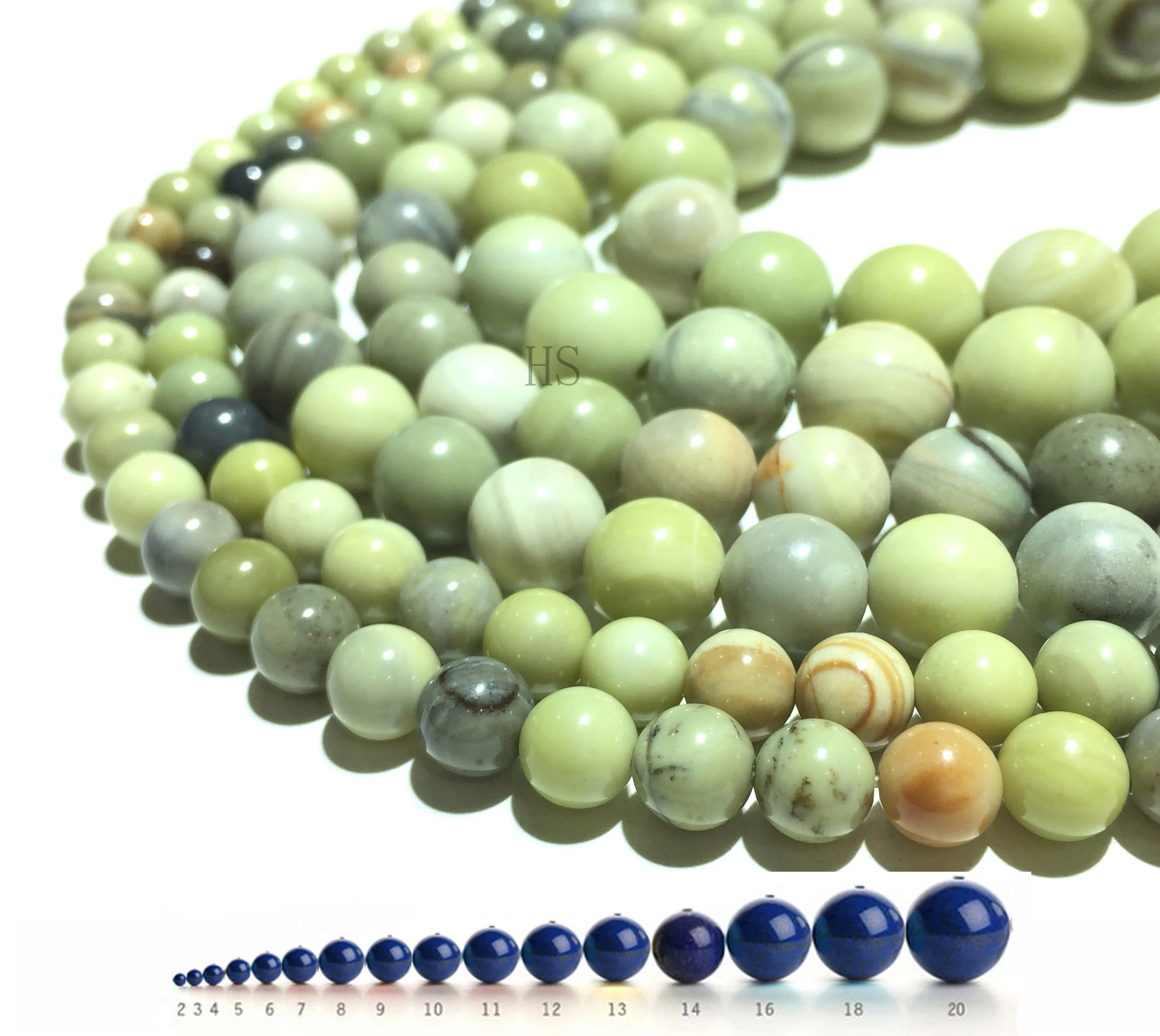 

Natural Green Tea Tree Jasper Smooth Round Loose Beads Stone 4/6/8/10/12 mm Jewelry Making DIY Necklace Bracelet Earring Design