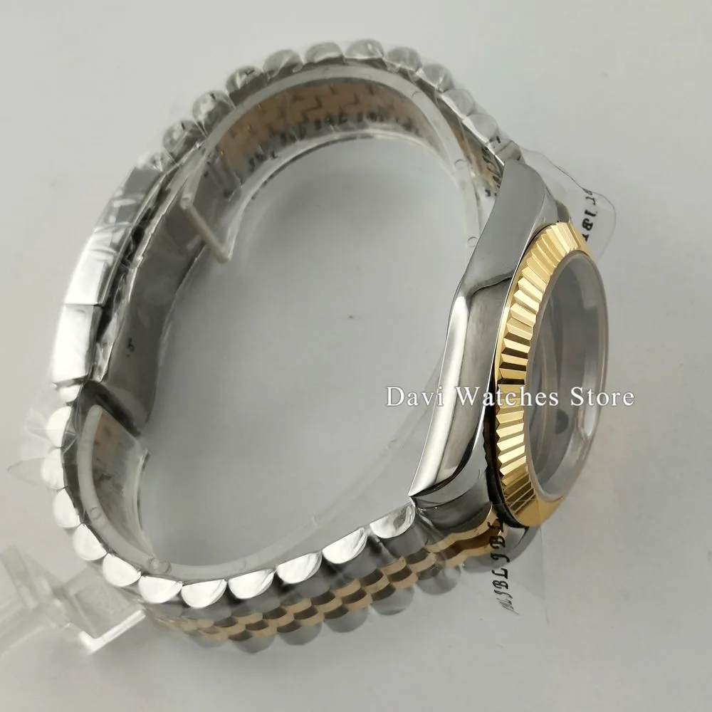 39 мм Bliger сапфировое стекло посеребренный позолоченный чехол для часов стальной