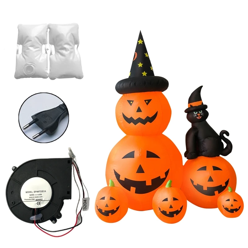 

Halloween Christmas Inflatable LED Light Witch Hat Pumpkin Black Cat Decoration Outdoor Garden Yard Blow up Props Toys DXAD