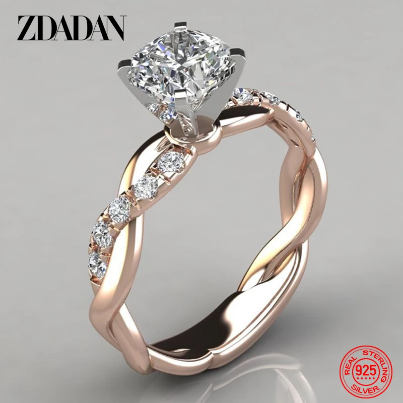 

ZDADAN925 Sterling Silver AAA White Cubic Zircon Ring For Women Wedding CZ Rings Jewelry Party Gift