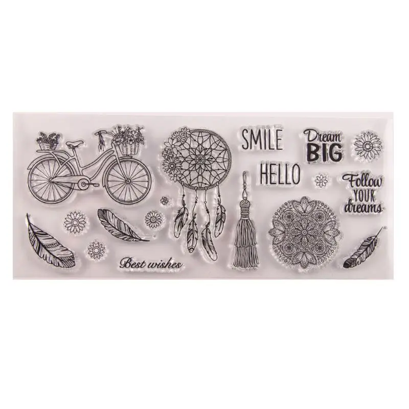 

2021 Bicycle Feather Silicone Clear Seal Stamp DIY Scrapbooking Embossing Photo Album Decorative Paper Card Craft Art Handmade