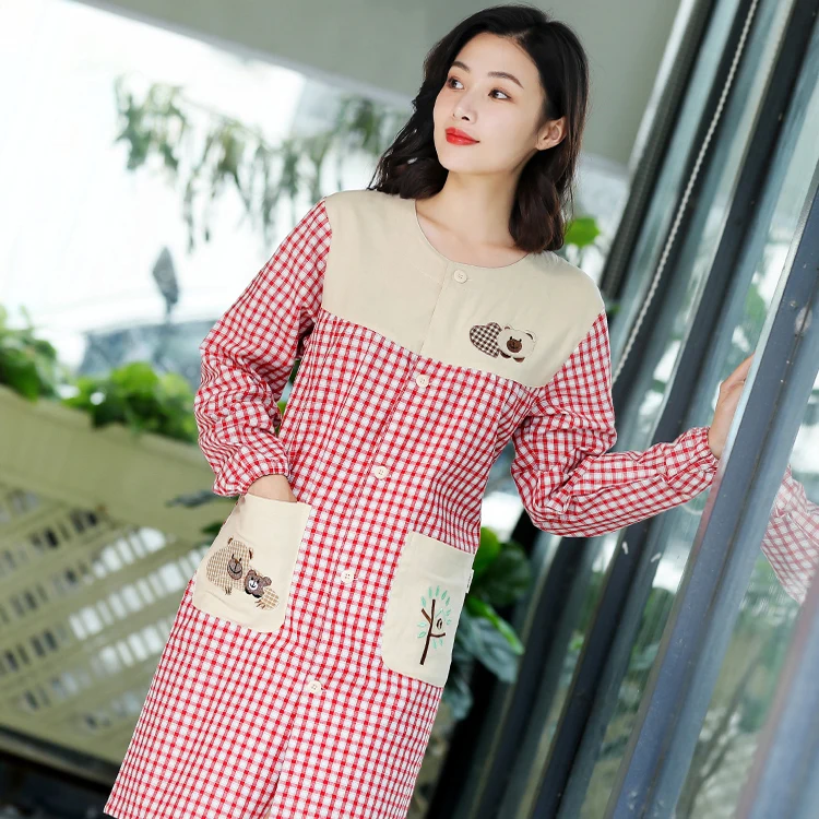 

Домашняя кухня, столовая, хлопковый фартук, комбинезон, защита от загрязнений, работа с рукавами, открывающийся спереди домашний фартук, пол...