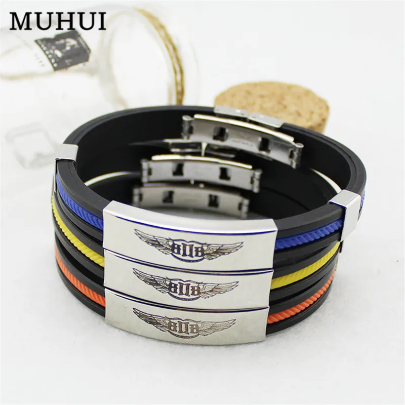 

Kpop BTOB Sport Silicone Titanium Steel Bracelets For Women Men Jewelry Couple Bracelet Pulseras