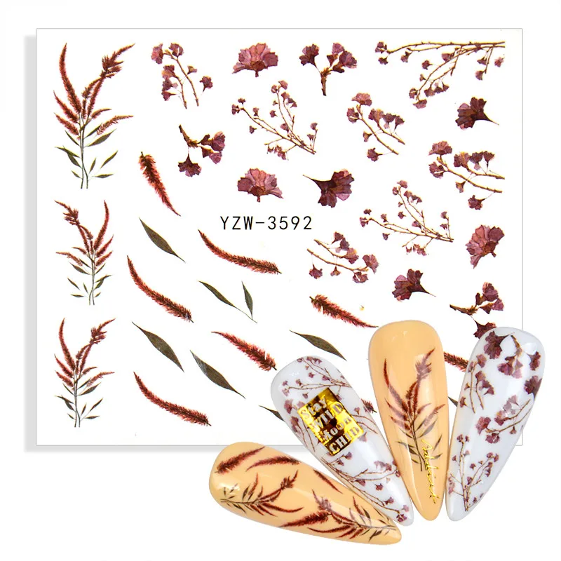 

1 лист с подвесками в форме цветка для ногтей наклейки, водяной знак Nail Art Наклейки ползунки Маникюр Искусство украшения из фольги для ногтей...