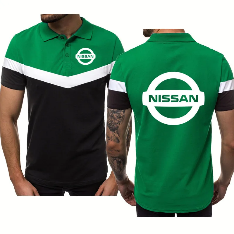 

Men's polo shirt Nissan Car Logo Print Summer Fashion casual trend high quality Cotton Harajuku V-splicing lapel Men's tops