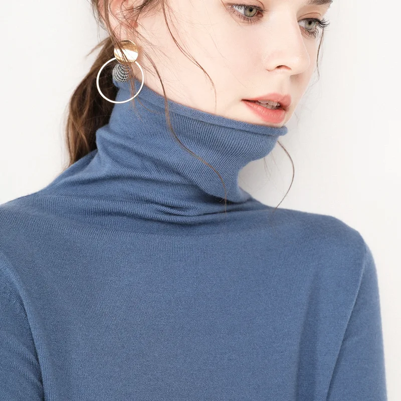 

Turtleneck pullover sweater women's autumn and winter 2021 tops Slim women's bottoming shirt loose soft warm sweater basic