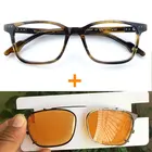 Брендовые дизайнерские оправы для оптических очков с клипсой для мужчин и женщин, прямоугольные оправы для очков ручной работы из ацетата, прогрессивные солнцезащитные очки для чтения при близорукости
