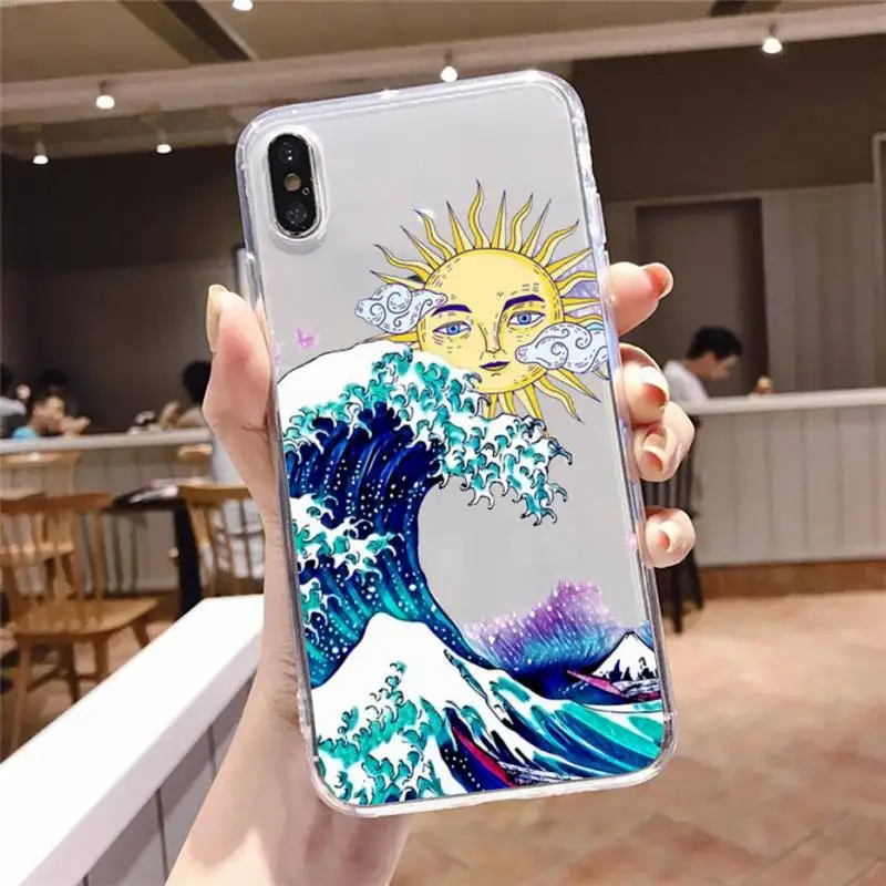 

aesthetic vaporwave sea pattern Phone Case Transparent for iPhone 6 7 8 11 12 s mini pro X XS XR MAX Plus