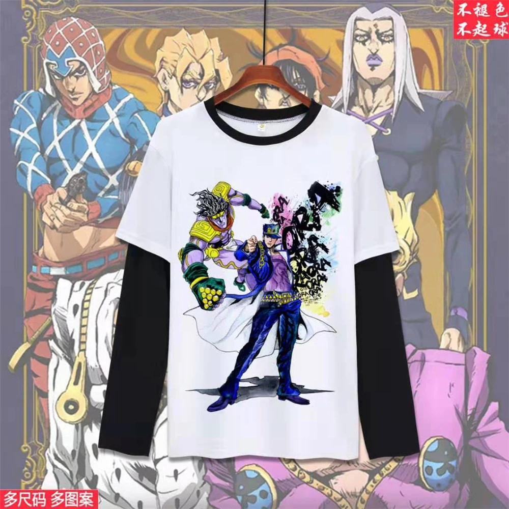 Японское аниме Необычные Приключения Лоскутная футболка с длинным рукавом Harajuku