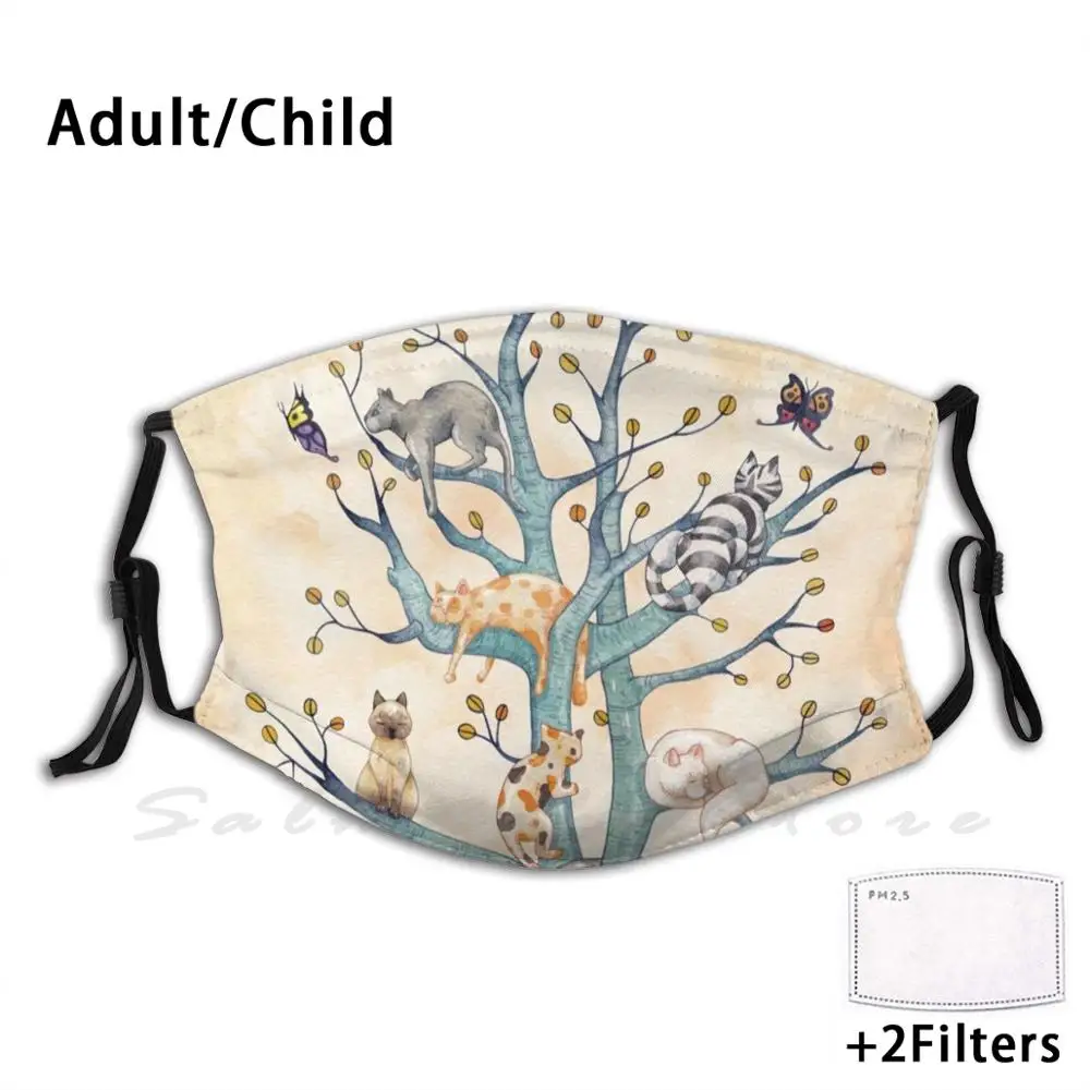 Маска дерево кошек Кот жизни Котенок живое акварель скалолазание сон охота