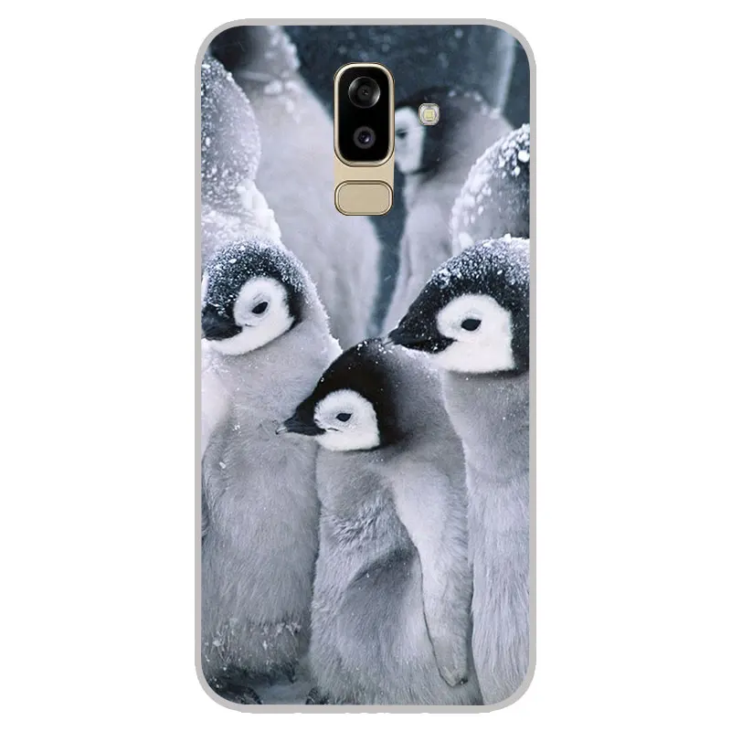 cute Penguin Matte Silicone Case For Samsung galaxy J2 pro J3 J4 J6 J7 J8 A5 A7 A9 A8 A6 Plus 2018 TPU Phone Cover |