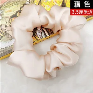 Pale-pinkish-gray Модные женские милые резинки для волос шириной 3,5 см из чистого шелка, милые резинки для волос, OL, базовый держатель для конского хвоста - Цвет: Pale-pinkish-gray