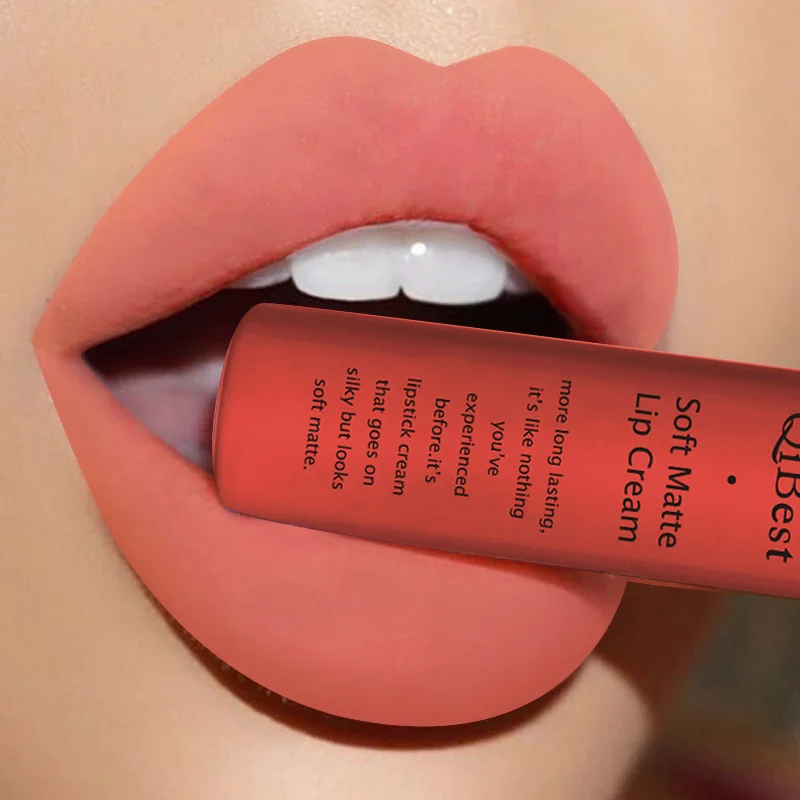07 Бренд qibest губы красота Makup пигмент водонепроницаемый блеск для губ Стойкий черный бархат Матовая Обнаженная помада Красный Блеск для губ Лот - Цвет: 07