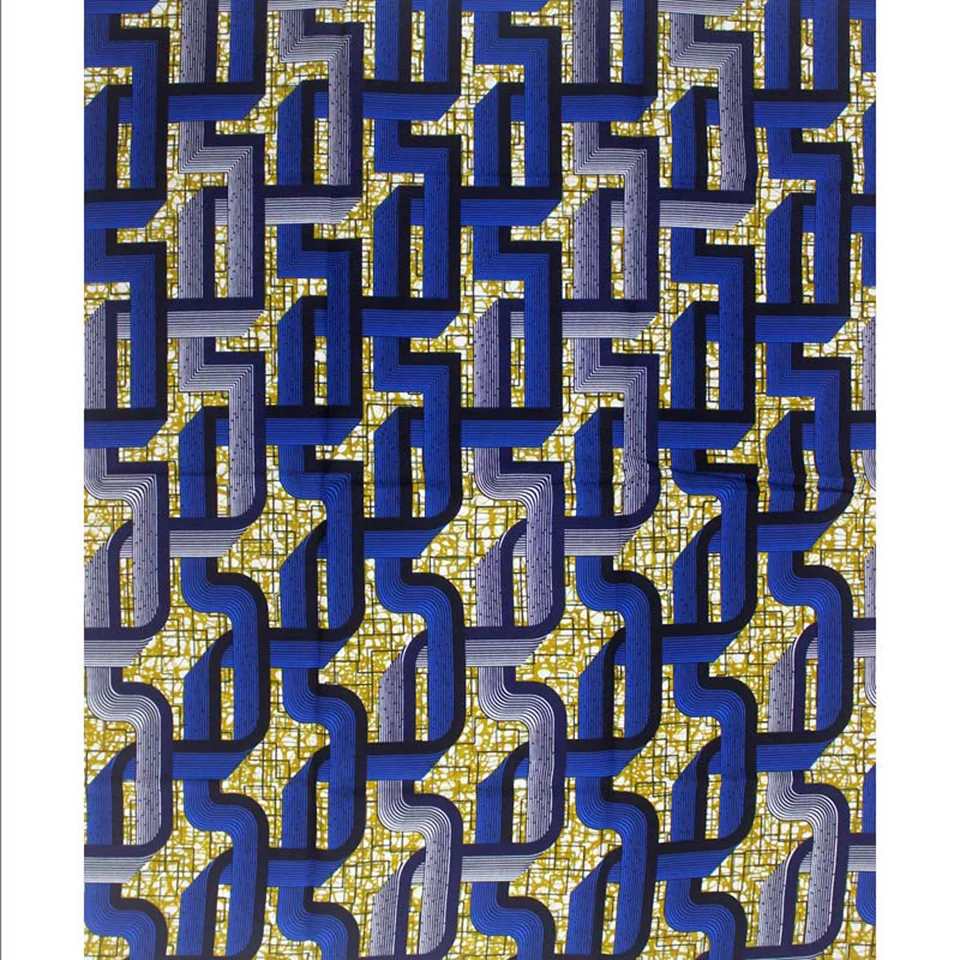 

6 Yards Ghanian Ankara Fabric Mitex Wax Print Anakra Kitenge/Pagnes/Tissues Africain/ Lapa/Chitenge In Blue Y-525