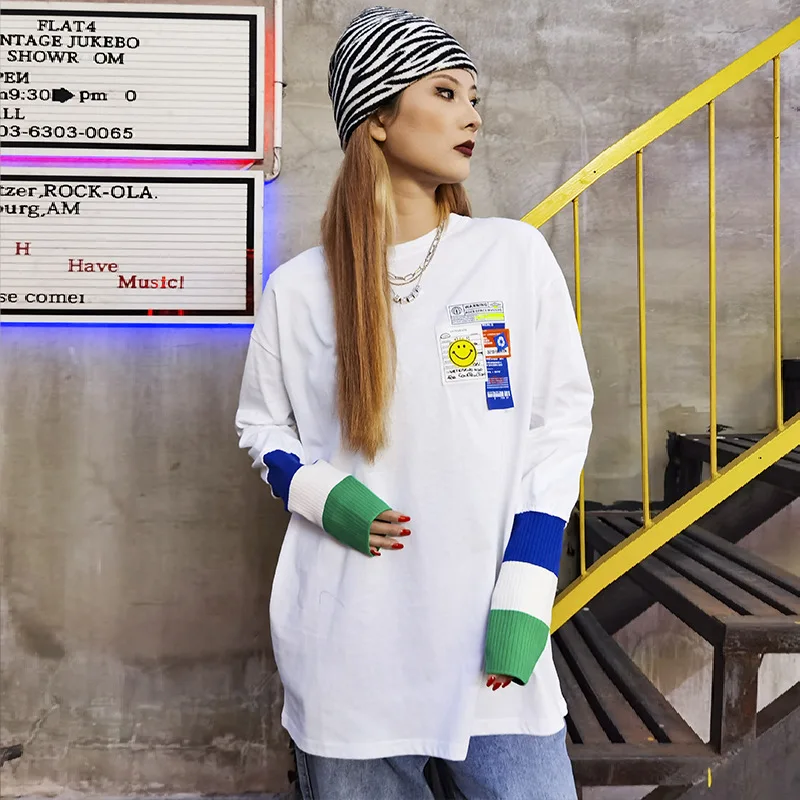 Белая вязаная женская футболка Vefadisa весна 2021 лоскутный пуловер топ повседневная