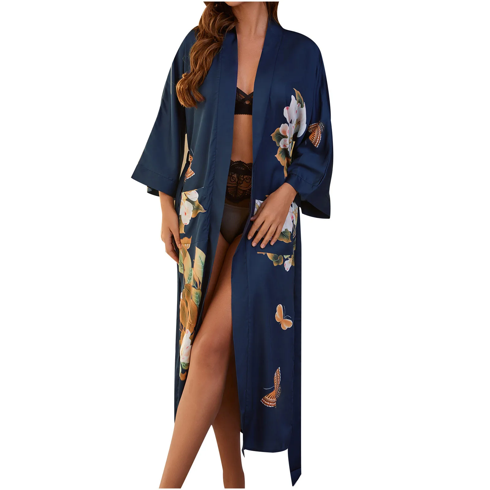 

Plus Size XXL Chinese Women Long Robe Print Floral Butterfly Kimono Bath Gown Bride Bridesmaid Wedding Bathrobe Sexy Sleepwear