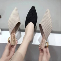 new korea concise thick heel womens slippers summer open toe outdoor slippers boho hemp rope weave with fashion high heel shoes