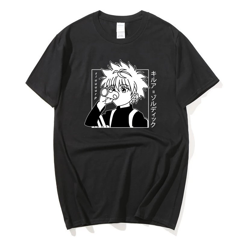 

Kawaii Hunter X Hunter Tshirt Men Short Sleeve Killua Zoldyck T-shirt O-Neck Fitted Soft Cotton Anime Manga Tee Shirt Clothes