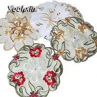 new white round lace embroidery table place mat christmas pad cloth dish dining tea placemat cup mug coaster drink doily kitchen