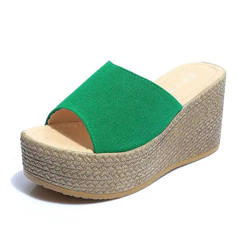 

Slope heel sandals women's 2021 summer new Korean muffin thick soled leisure high-heeled shoes