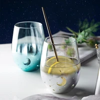 gradient color starry sky tea mugs electroplating glass cup breakfast milk mug capacity 550ml household water cups nice gift