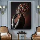 Современная красивая Масляная картина для женщин черного цвета принт на холсте портрет Африканской стены художественные плакаты настенные картины Декор для дома