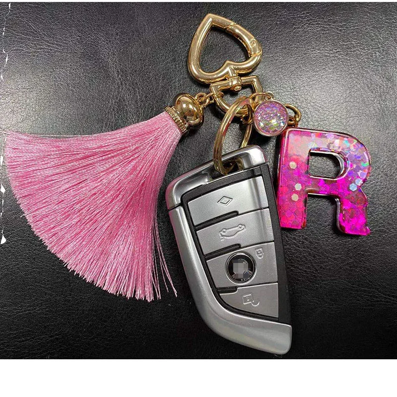 Роскошный модный брелок для ключей в виде надписи с подвеской рыбьей чешуи