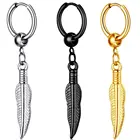 Серьги-кольца из нержавеющей стали с перьями для мужчин и женщин