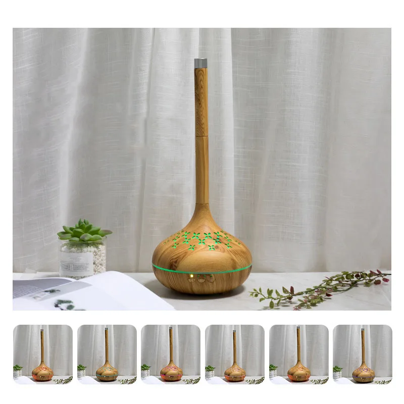 

Humidifier Essential Aroma Oil Diffuser Wood Grain Air Humidifier USB Mini Mist Maker LED Light