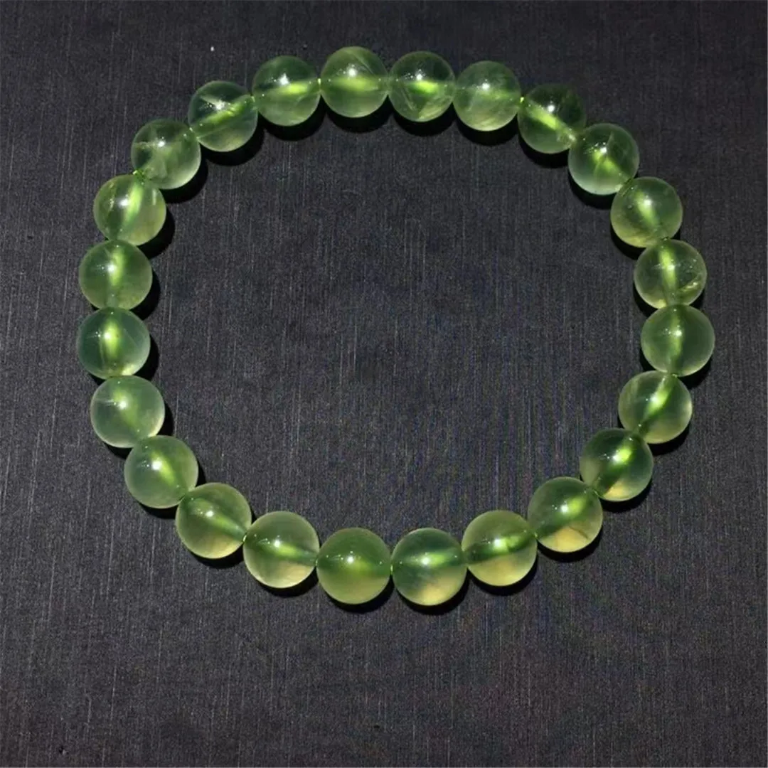 

7 мм натуральный браслет из пренита для женщин и мужчин, восстанавливающий подарок на любовь, бусины, рейки, драгоценный камень, искусственн...