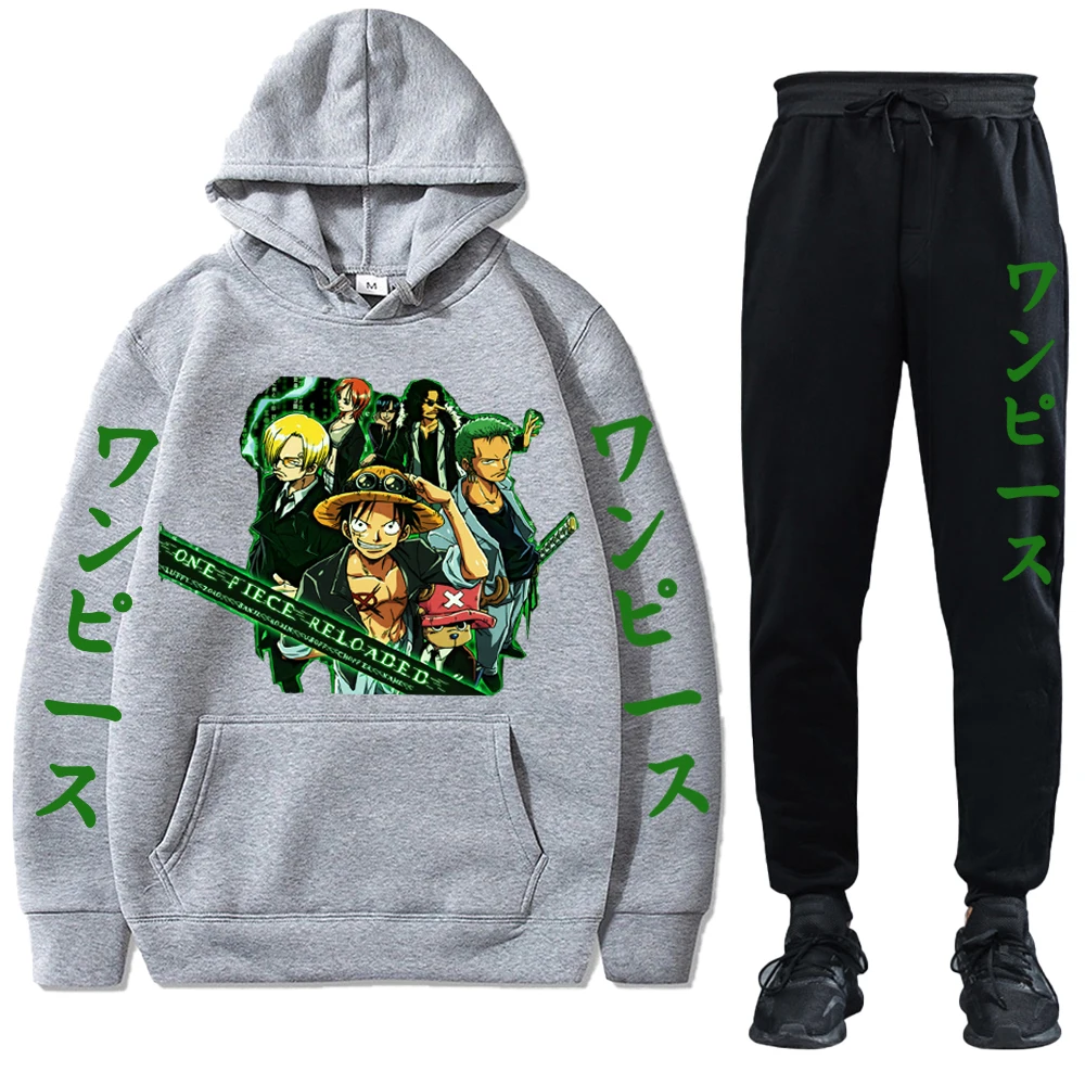 

Anime One Piece Tracksuit Men's Hoodie and SweatpantsTwo Piece Long Sleeve Loose Casual Sets Male Clothes