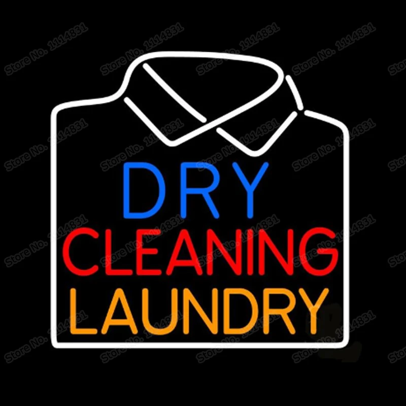 Сухая мойка для химчистки неоновая вывеска ручной работы Настоящая стеклянная