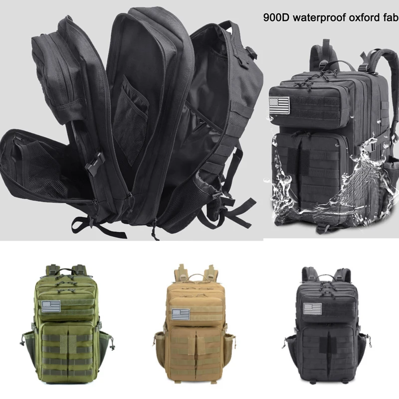 45л Камуфляжный водонепроницаемый тактический рюкзак Molle Военная охотничья сумка
