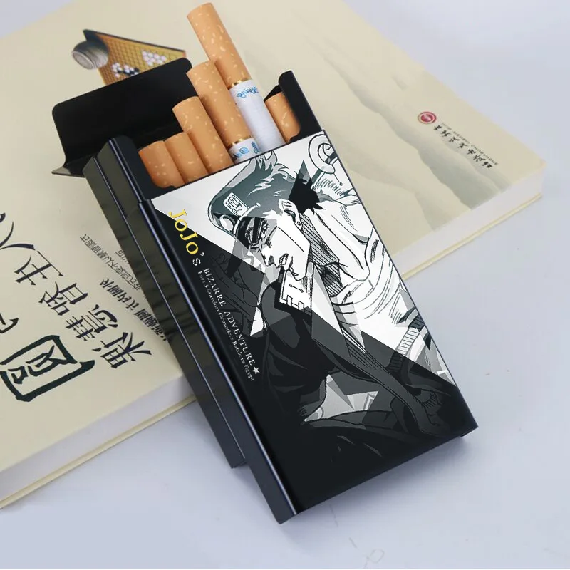 

Anime JoJo's Bizarre Adventure Cigarette Box Aluminium Alloy Cigarette Case Can Put 20 Cigarettes