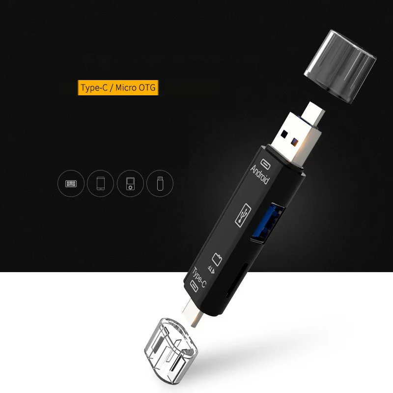 3 в 1 type-c Micro USB OTG кард-ридер флэш-накопитель высокоскоростной USB2.0 Универсальный