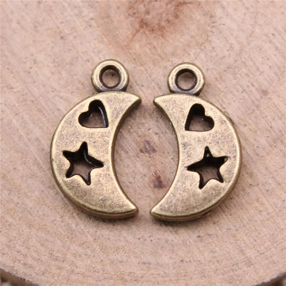 

Moon Stars Love Charms For Jewelry Making Findings Handmade DIY Craft 10pcs Antique Bronze Color 9x17mm