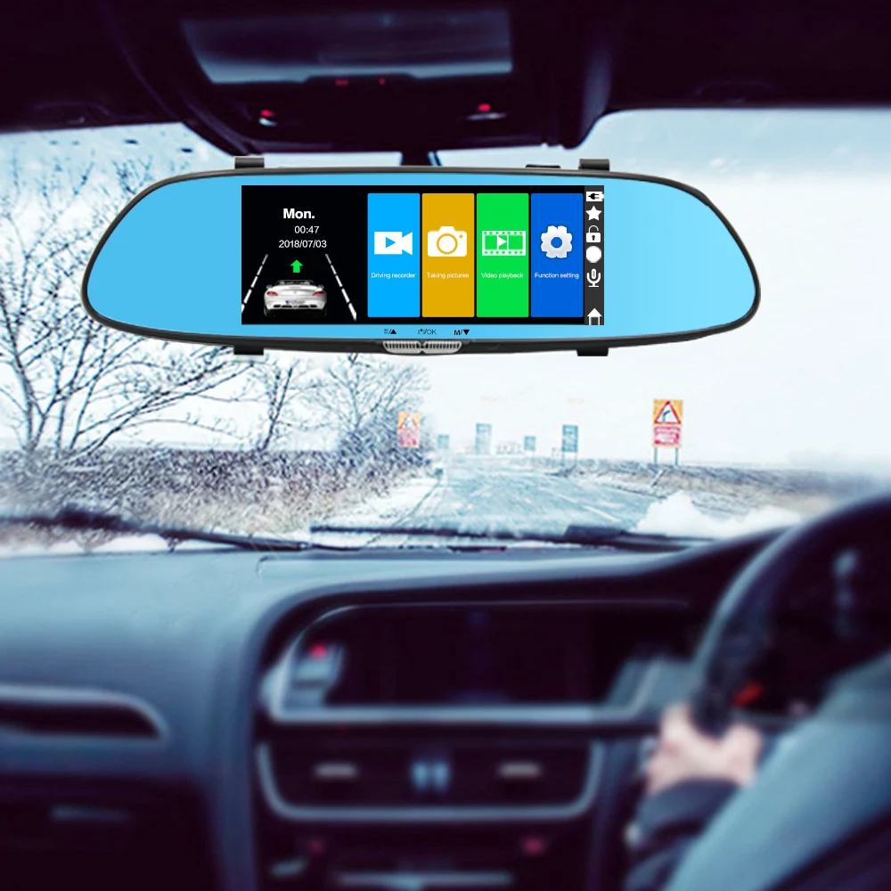 Smartour автомобиля 7 дюймов автомобиля зеркало заднего вида Автомобильный видеорегистратор с двойным объективом HD ночное видение сенсорный экран 1080P камера заднего вида видеорегистратор