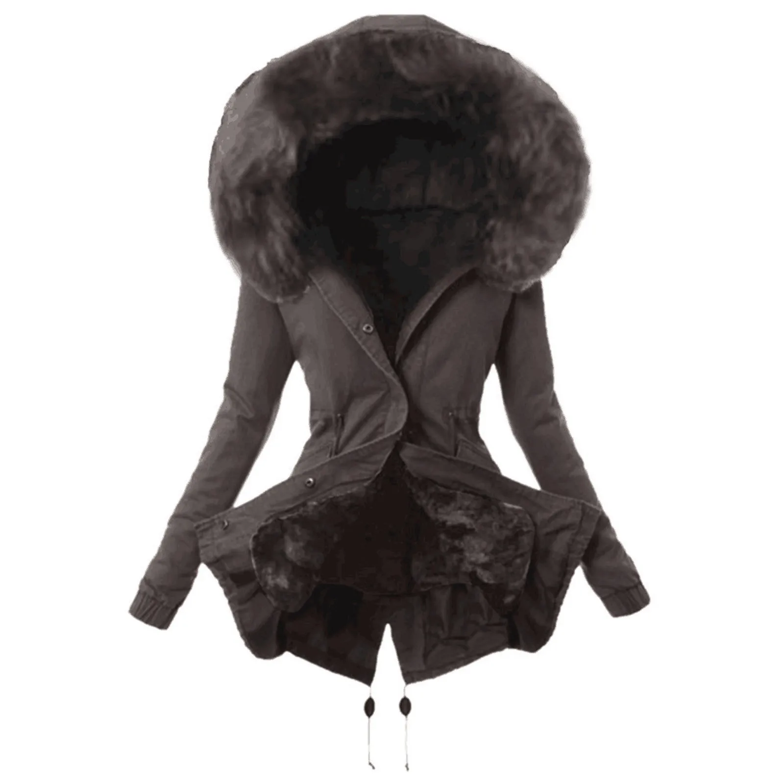 Модное женское пальто с капюшоном из искусственного меха Женское подкладкой