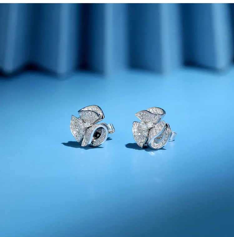 

925 серебряные ювелирные изделия Элегантный атмосфера белый циркон серьги с рисунком бегоний серии женские Вечерние прогулки украшения для ...