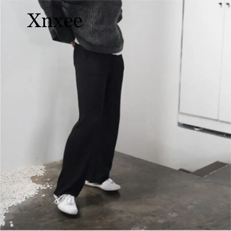 cashmere camel pants female Autumn Winter soft waxy comfortable pure knitted wide leg Casual Loose Knitted women | Брюки